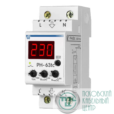 Реле напряжения РН-63tc - 63А – 220В DIN – рейка для защиты техники во всей квартире 2 DIN журнал аварий термозащита НовАтек-Электро 3425600063tc