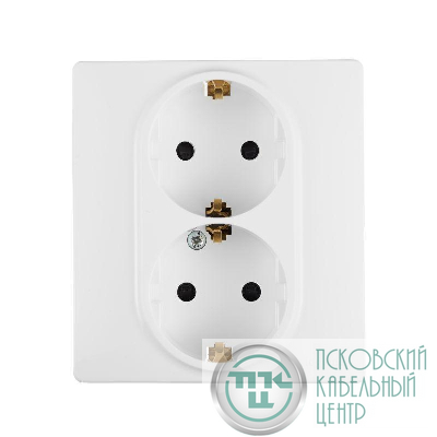 Розетка 2-м СП Etika 2К+З 16А защ. шторки с заземл. безвинт. зажимы в сборе бел. Leg 672233