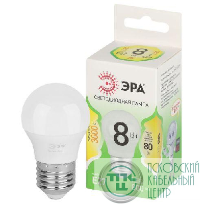 Лампа светодиодная GREEN LINE P45-8W-830-E27 GL 8Вт шар 3000К свет тепл. E27 Эра Б0067023