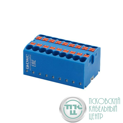 Блок распределительный зажим push-in 18 точек подключения 25кв.мм син. DKC DTP1-018-04SPUB
