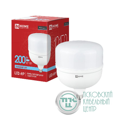 Лампа светодиодная LED-HP-PRO 200Вт 6500К E27 с адаптером E40 19150лм 230В IN HOME 4690612066547