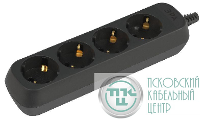 Колодка удлинителя 4-м с заземл. черн. KX-4e-B Эра Б0061730
