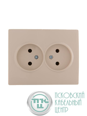 Розетка 2-м СП Karina 16А IP20 без заземл. термопласт крем. LEZARD 707-0300-128B