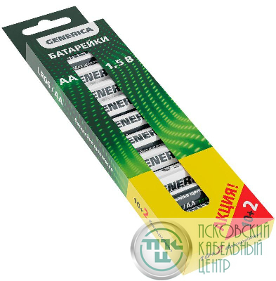Элемент питания алкалиновый AA/LR6 Alkaline ПРОМО (уп.10+2шт) GENERICA ABT-LR06-ST-B12-G