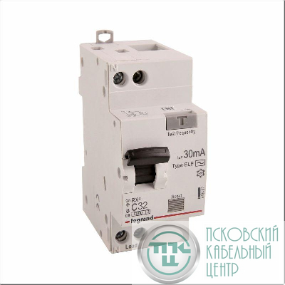 Выключатель автоматический дифференциального тока 2п (1P+N) C 32А 30мА тип AC 6кА RX3 ИЭК Leg 419402