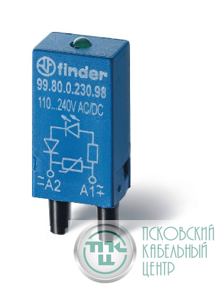 Модуль индикации и защиты LED + диод ( + A1) 6...24В DC зел. FINDER 9980902499