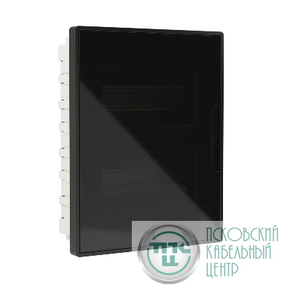 Щиток встраиваемый Фрейм (FRAME) ЩРв-п-24 24мод. с тонированной дверцей с 4 шинами PEN (2шт на 8 отверст. и 2шт на 6 отверст.) черн. DKC F24B1BD