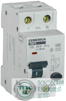 Выключатель автоматический дифференциального тока C25 30мА АВДТ 32 GENERICA MAD25-5-025-C-30