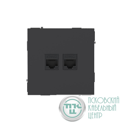 Розетка компьютерная 2-м KANT RJ45 кат.5E без шторки черн. уголь DKC 7012664