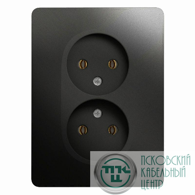 Розетка 2-м СП Glossa 16А IP20 без заземл. в сборе антрацит SE GSL000720