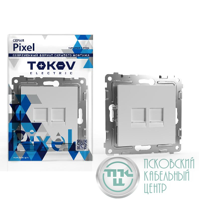 Розетка компьютерная 2-м СП Pixel RJ45 кат.5E механизм бел. TOKOV ELECTRIC TKE-PX-RC2-C01