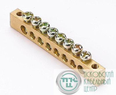 Шина нулевая 8 групп/крепеж по краям 6х9мм DEKraft 32002DEK