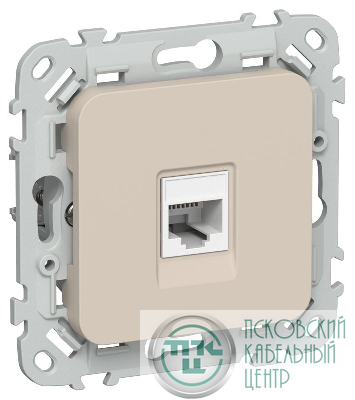 Розетка компьютерная СП FLITE РК5е-1-0-ФлЛ RJ45 кат.5E UTP механизм льняной IEK FI-K12-1-K88