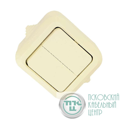 Выключатель 2-кл. ОП 10А IP44 п/герм. крем. Makel 18201