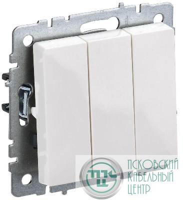 Выключатель 3-кл. СП BRITE ВС10-3-0-БрБ 10А механизм бел. IEK BR-V30-0-10-K01