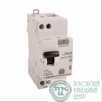 Выключатель автоматический дифференциального тока 2п (1P+N) C 20А 30мА тип AC 6кА RX3 ИЭК Leg 419400