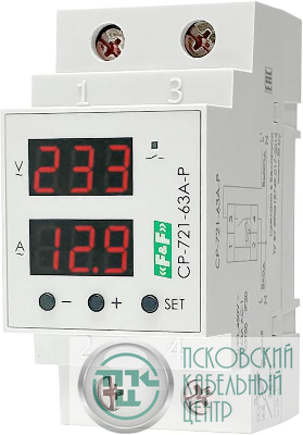Реле напряжения с контролем тока и мощности CP-721-63A-P 1ф 1НО 63А 90..450В TrueRMS. F&F EA04.009.027