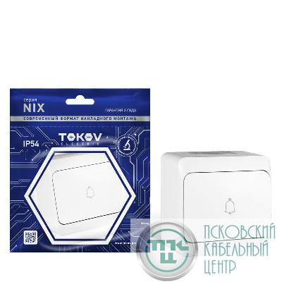 Кнопка звонка ОП Nix 10А IP54 250В бел. TOKOV ELECTRIC TKE-NX-DB-C01-IP54