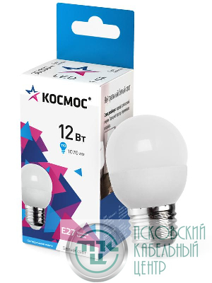 Лампа светодиодная 12Вт шар 4500К бел. E27 1070лм 174-265В КОСМОС LkeLED12wGL45E2745