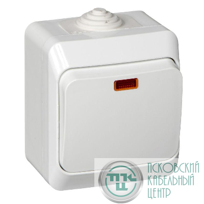 Выключатель 1-кл. ОП Этюд 10А IP44 10AX с подсветкой бел. SE BA10-045B