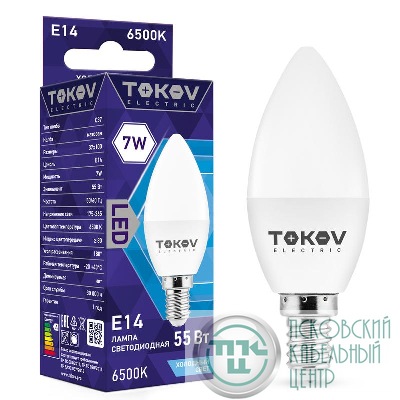 Лампа светодиодная 7Вт С37 6500К Е14 176-264В TOKOV ELECTRIC TKE-C37-E14-7-6.5K