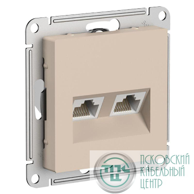 Розетка компьютерная 2-м AtlasDesign RJ45+RJ45 кат.5E механизм песочн. SE ATN001285