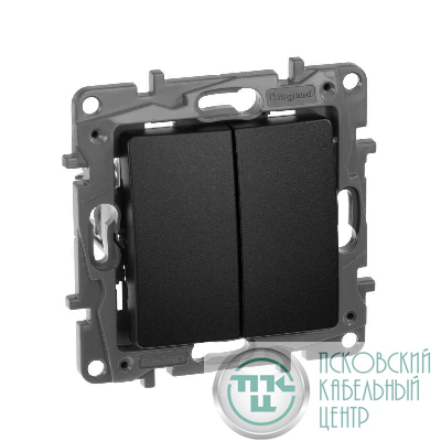 Переключатель 2-кл. СП Etika Plus 10А IP20 250В 10AX безвинтов. зажимы механизм антрацит IEK 672612