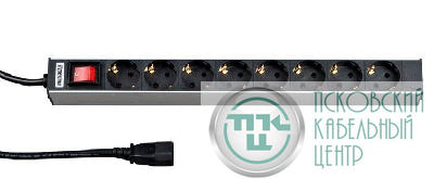 Блок розеток 10А SHT19-8SH-S-2.5IEC 19дюйм с выкл. кабель 2.5м Hyperline 26417