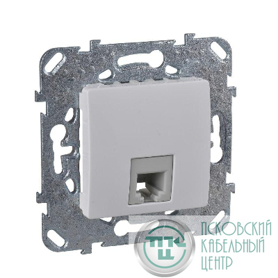 Розетка телефонная 1-м СП Unica RJ11 4 контакт. механизм бел. SchE MGU5.492.18ZD