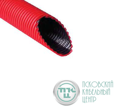 Труба гофрированная двустенная ПНД/ПВД d63/52мм с протяжкой с муфтой и 2 уплотн. кольцами красн. (уп.50м) Ruvinil Т2-КЛ0-063К(50)