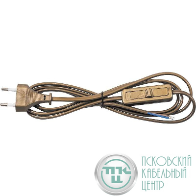 Провод с евроштекером и выключателем 1.9м H 03 VV-F 2х0.75кв.мм 2.5А зол. Duwi 24516 2