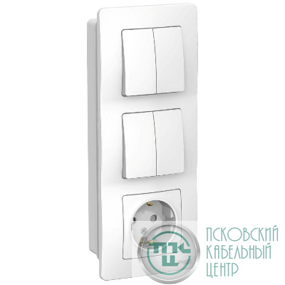 Блок СП Blanca (розетка с заземл. защ. шторки 16А 250В + 2-кл. выкл. + 2-кл. выкл.) бел. SE BLNBS102201
