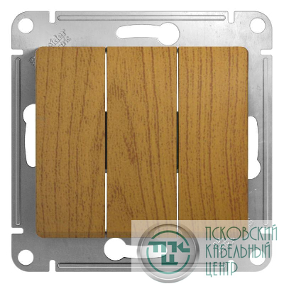 Выключатель 3-кл. СП Glossa 10А IP20 (сх. 1+1+1) 10AX механизм дерево дуб SE GSL000531