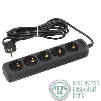 Удлинитель 5х5м заземл. 10А ПВС 3х0.75 черн. UX-5e-5m-B Эра Б0057726