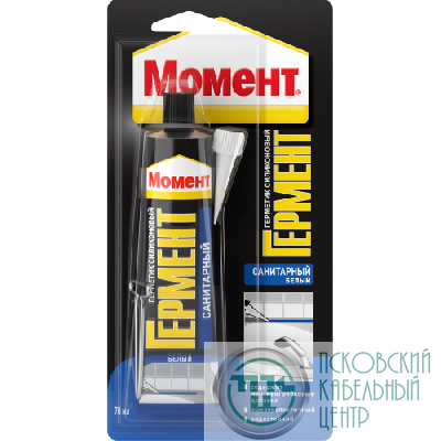 Герметик силиконовый санитарный "Момент ГЕРМЕНТ" 70мл на един. блистере бел. Момент Б0003633
