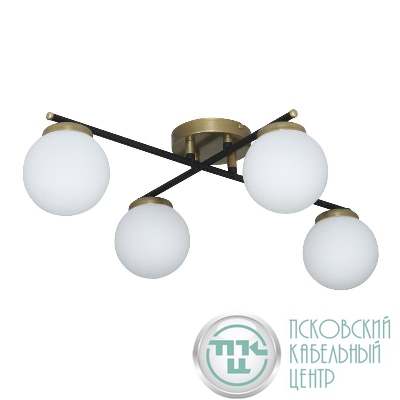 Светильник "Злата" 141 (плафон 8728) НСБ 01-4х25-101 G9 [ИМ] потолочн. черн.зол. Элетех 1005405280