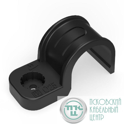 Крепеж-скоба односторонняя d25мм для прямого монтажа атмосф. пластик. черн. (уп.50шт) Промрукав PR13.0374