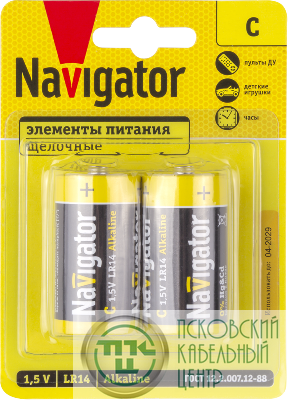 Элемент питания алкалиновый 93 995 NBT-NPE-LR14-BP2 NAVIGATOR 93995