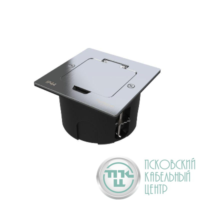 Лючок MultiDesk MDK20 на 2мод. IP44 с монтажной коробкой для стены фальшпола стола серебр. SE MDK20102SA