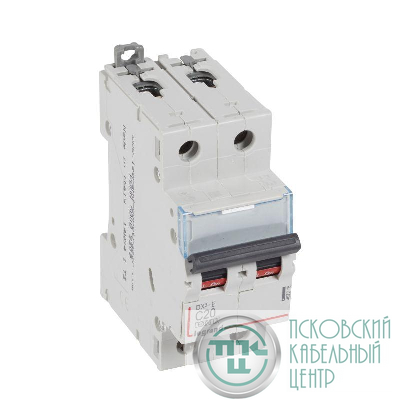 Выключатель автоматический модульный 2п C 20А 6кА DX3-E 6000 2мод. 230/400В Leg 407278