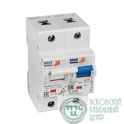 Выключатель автоматический модульный 1п D 80А 10кА OptiDin BM125-1D80-НР-14ln-УХЛ3 с независимым расцепителем КЭАЗ 336367