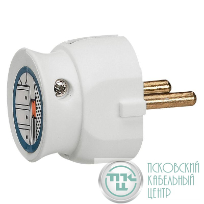Вилка электрич. каб. Helium 16А 2P плоская бел. Leg 050183