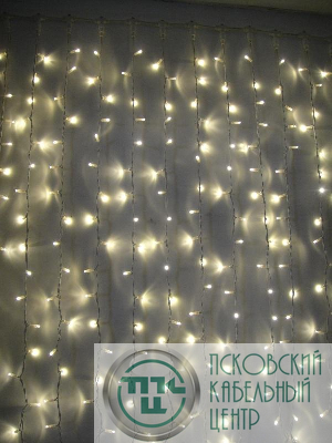 Гирлянда светодиодная "Бахрома" 1.8х0.5м 48LED схема нитей 1/2/3/5/3/2 тепл. бел. IP20 возможность соединения до 3шт 220В КОСМОС KOC_CUR-V21