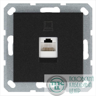 Розетка компьютерная 1-м RJ45 IP20 кат. 5E механизм антрацит Jasmart G6105B