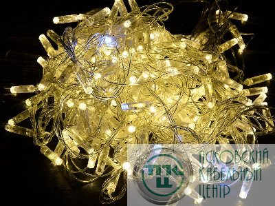 Гирлянда "Нить" 10м 100LED тепл. бел. IP44 провод прозр. 230В мерцание транзит IEK LGDU121-1-100-10-T-S-44