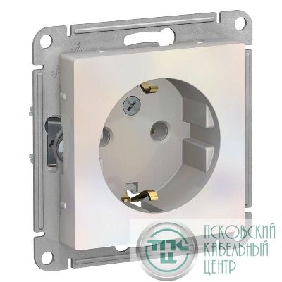 Розетка 1-м СП AtlasDesign 16А IP20 с заземл. механизм жемчуж. SE ATN000443
