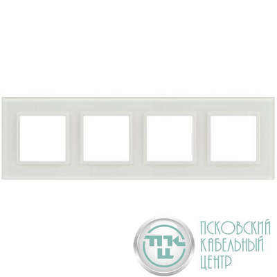 Рамка 4-м Elegance 14-5104-01М для розеток и выключателей стекло матов. бел. Эра Б0065838