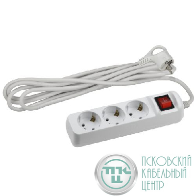 Удлинитель 3х5м с заземл. 10А IP20 UX-3es-5m ПВС 3х0.75 с выкл. Эра Б0035755