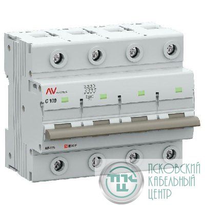 Выключатель автоматический модульный 4п D 100А 10кА AV-125 AVERES EKF mcb125-4-100D-av