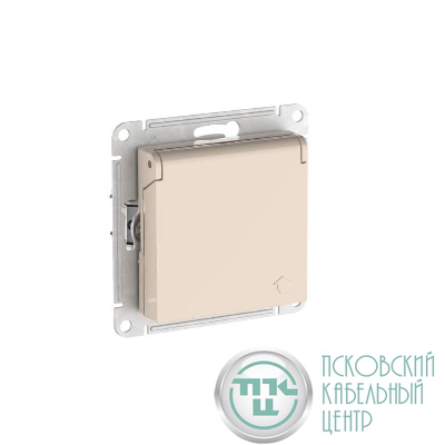Розетка AtlasDesign 16А IP20 с заземл. защ. шторки с крышкой быстрозажим. клем. механизм беж. SE ATN000246S